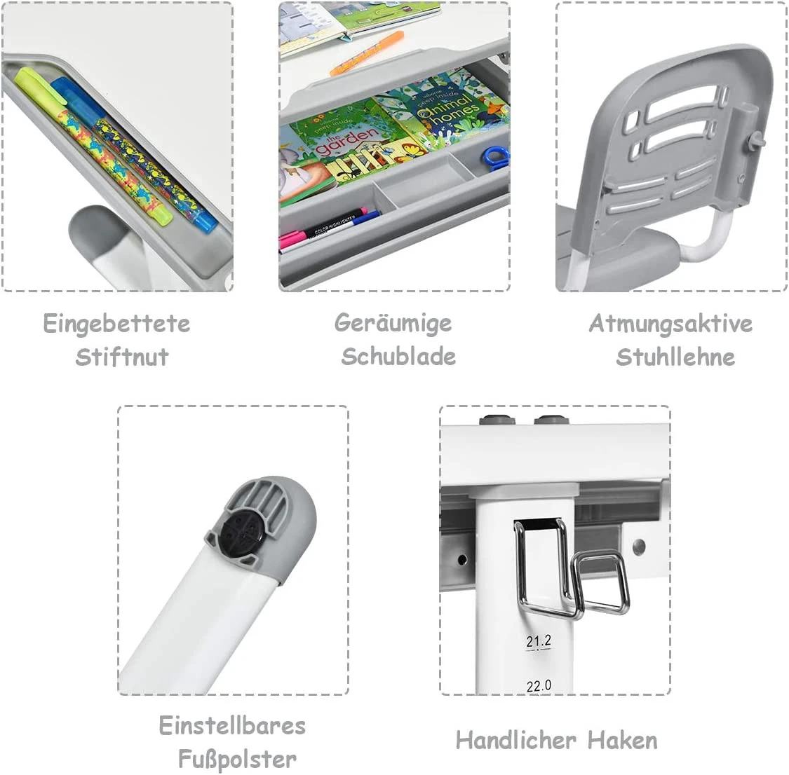 Costway Kinderschreibtisch höhenverstellbar – Bild 5