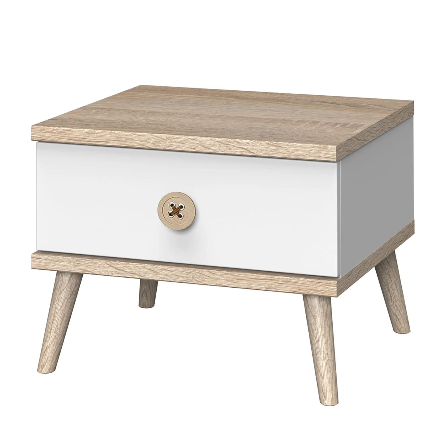 Wimex Nachtschrank Billund - Weiß / Eiche Sägerau Dekor