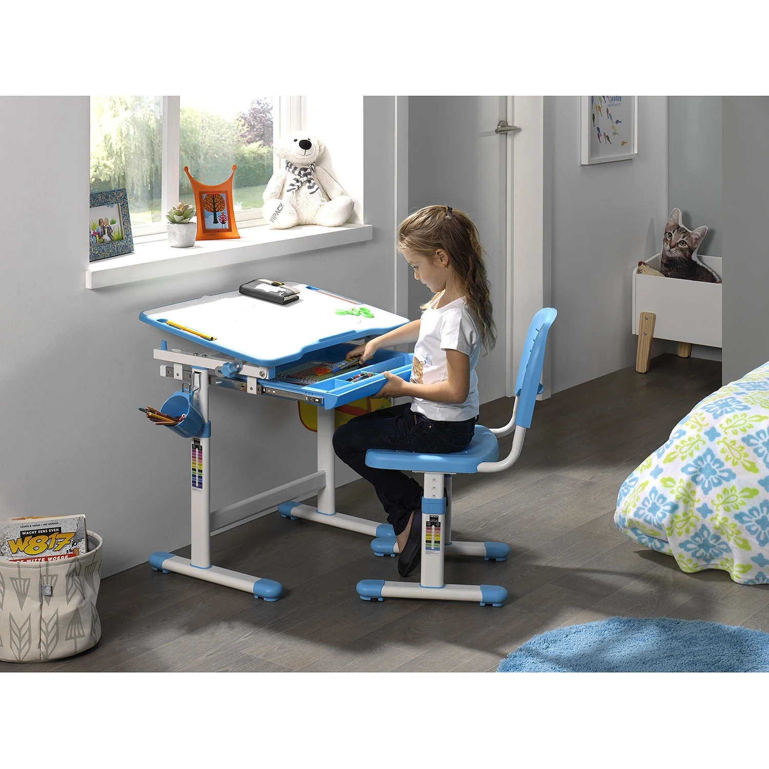 Vipack Kinderschreibtisch Comfortline - Weiß / Hellblau – Bild 3