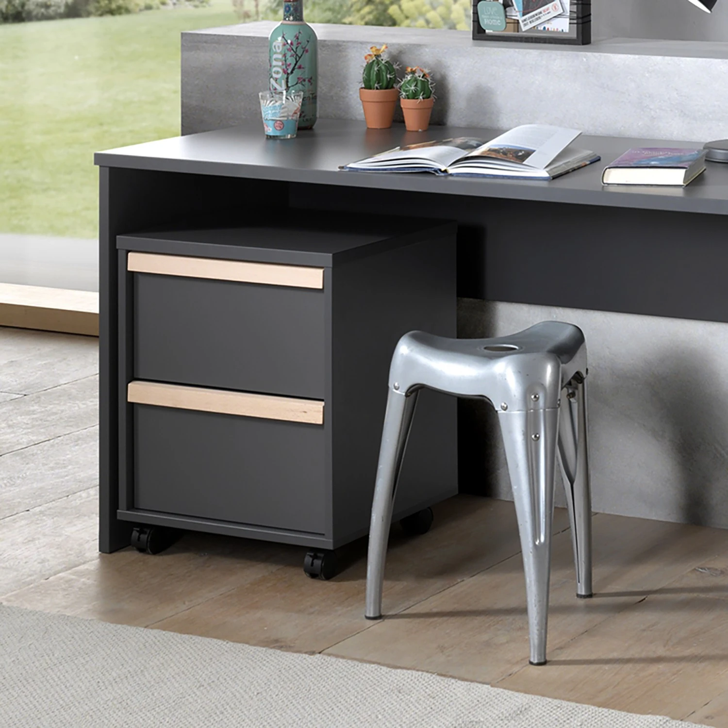 Vipack Rollcontainer London - Anthrazit / Buche – Bild 2