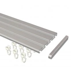 Flairdeco Kombischiene Husby 3-4-läufig - Aluminium - Silbergrau - Breite: 360 cm