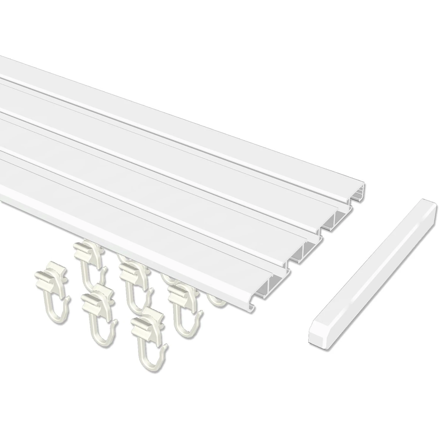 Flairdeco Kombischiene Husby 3-4-läufig - Aluminium - Weiß - Breite: 320 cm