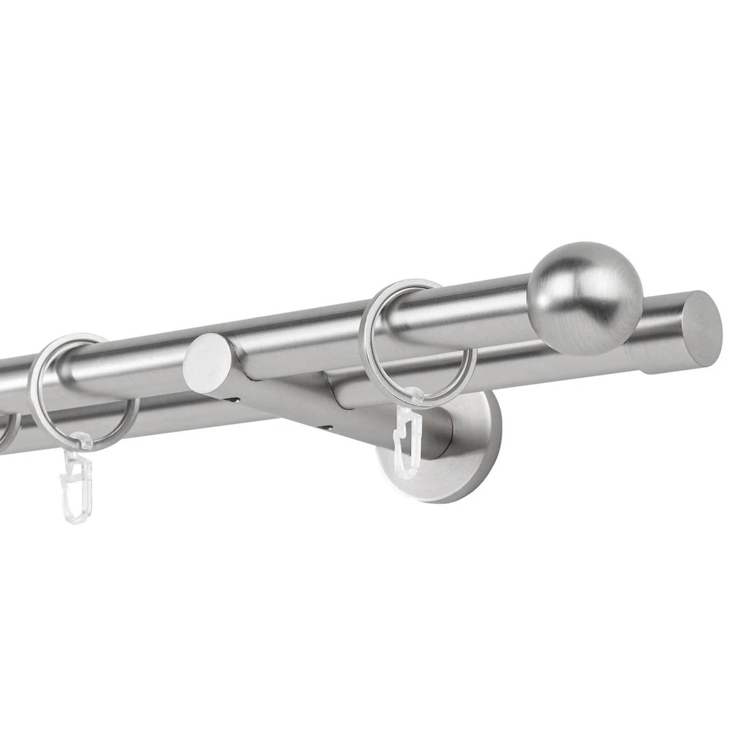 Mydeco Gardinenstange auf Maß Ball II(2-läufig) - Aluminium - Edelstahl - Breite: 280 cm