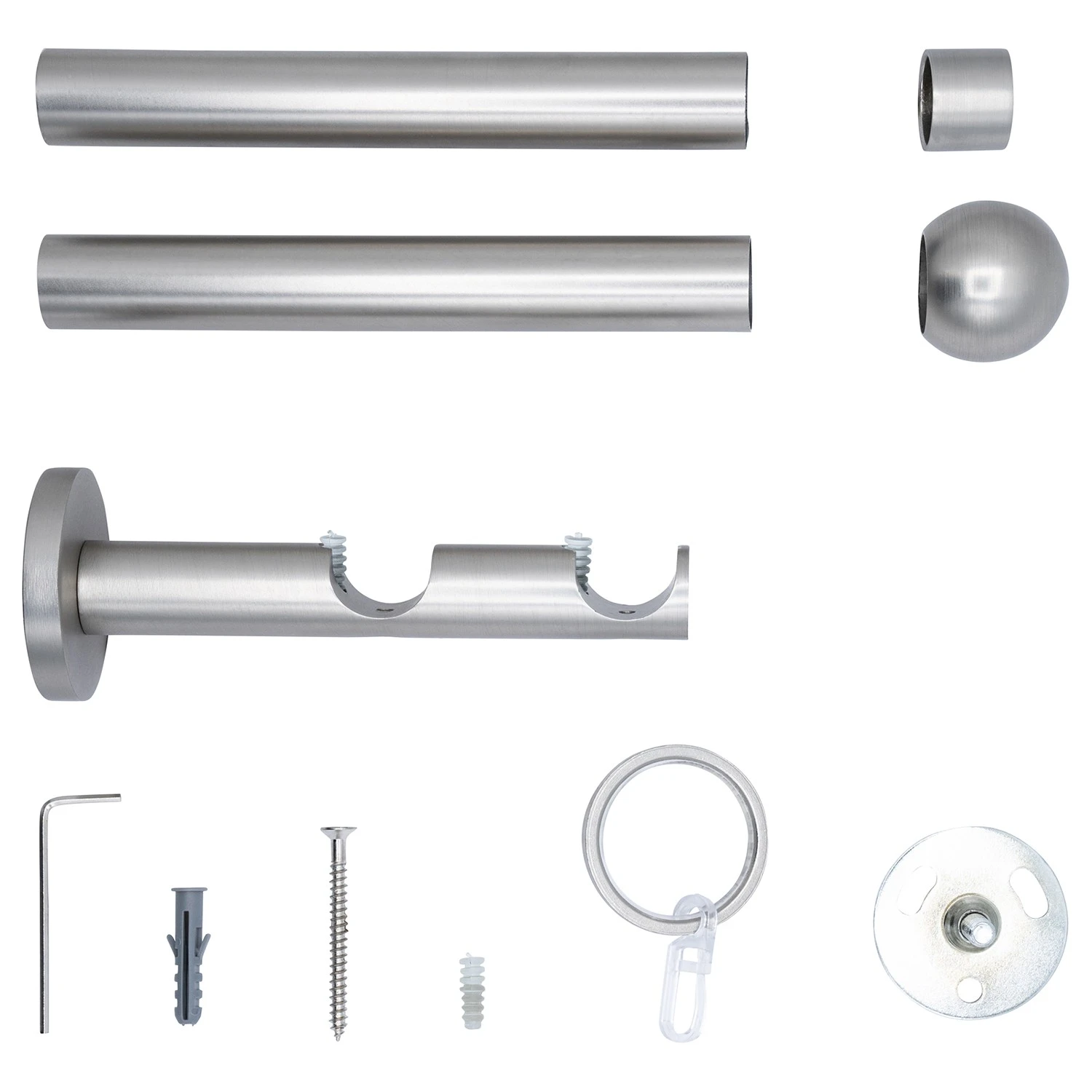 Mydeco Gardinenstange auf Maß Ball II(2-läufig) - Aluminium - Edelstahl - Breite: 280 cm – Bild 3