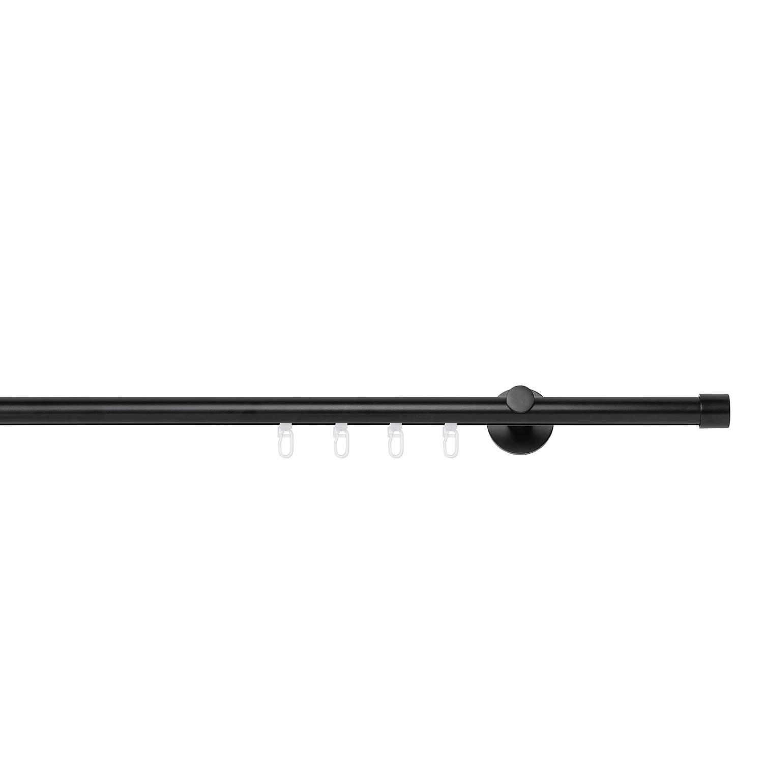 Mydeco Gardinenstange auf Maß Cap III(1-läufig) - Aluminium - Schwarz - Breite: 220 cm