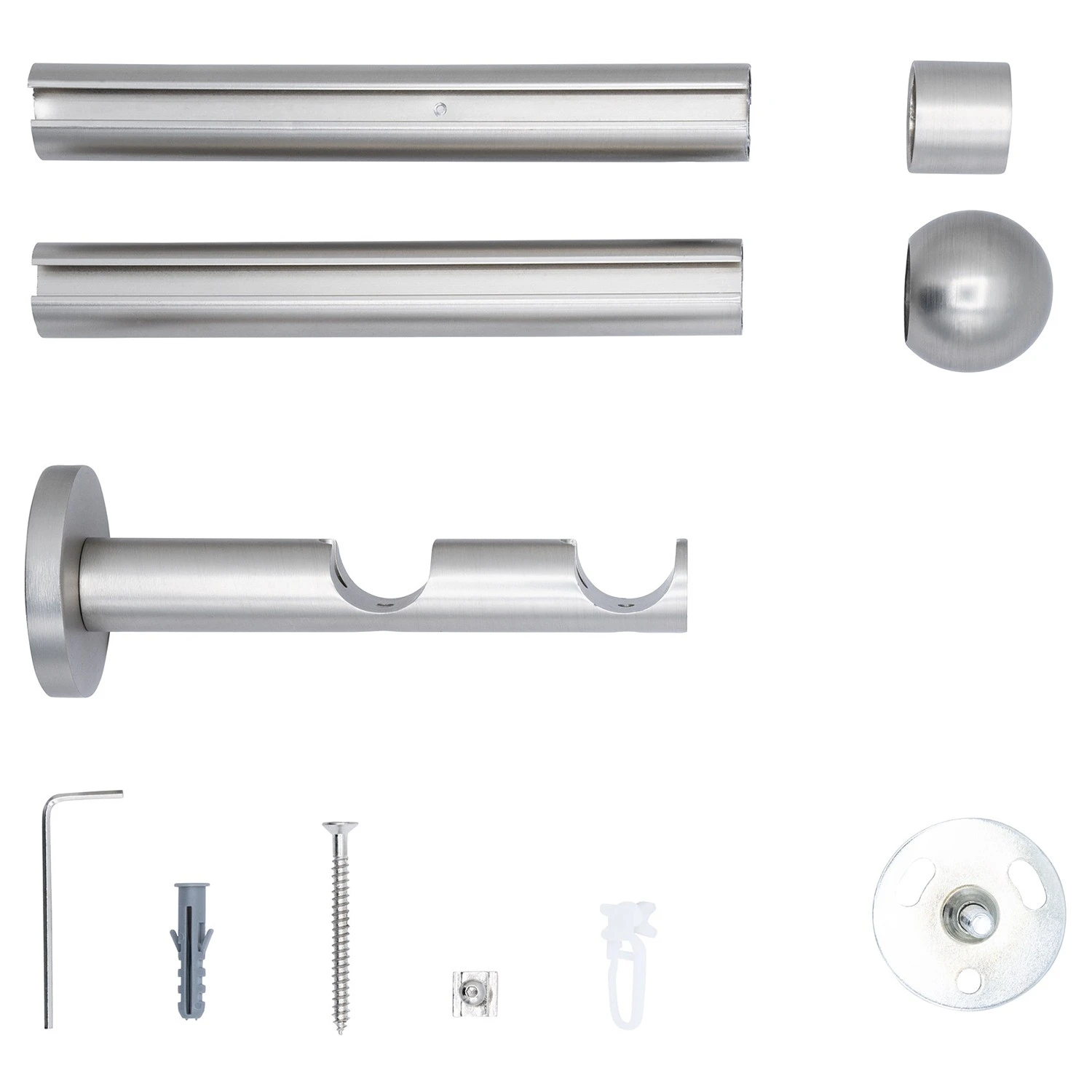 Mydeco Gardinenstange auf Maß Ball IV(2-läufig) - Aluminium - Edelstahl - Breite: 250 cm – Bild 3