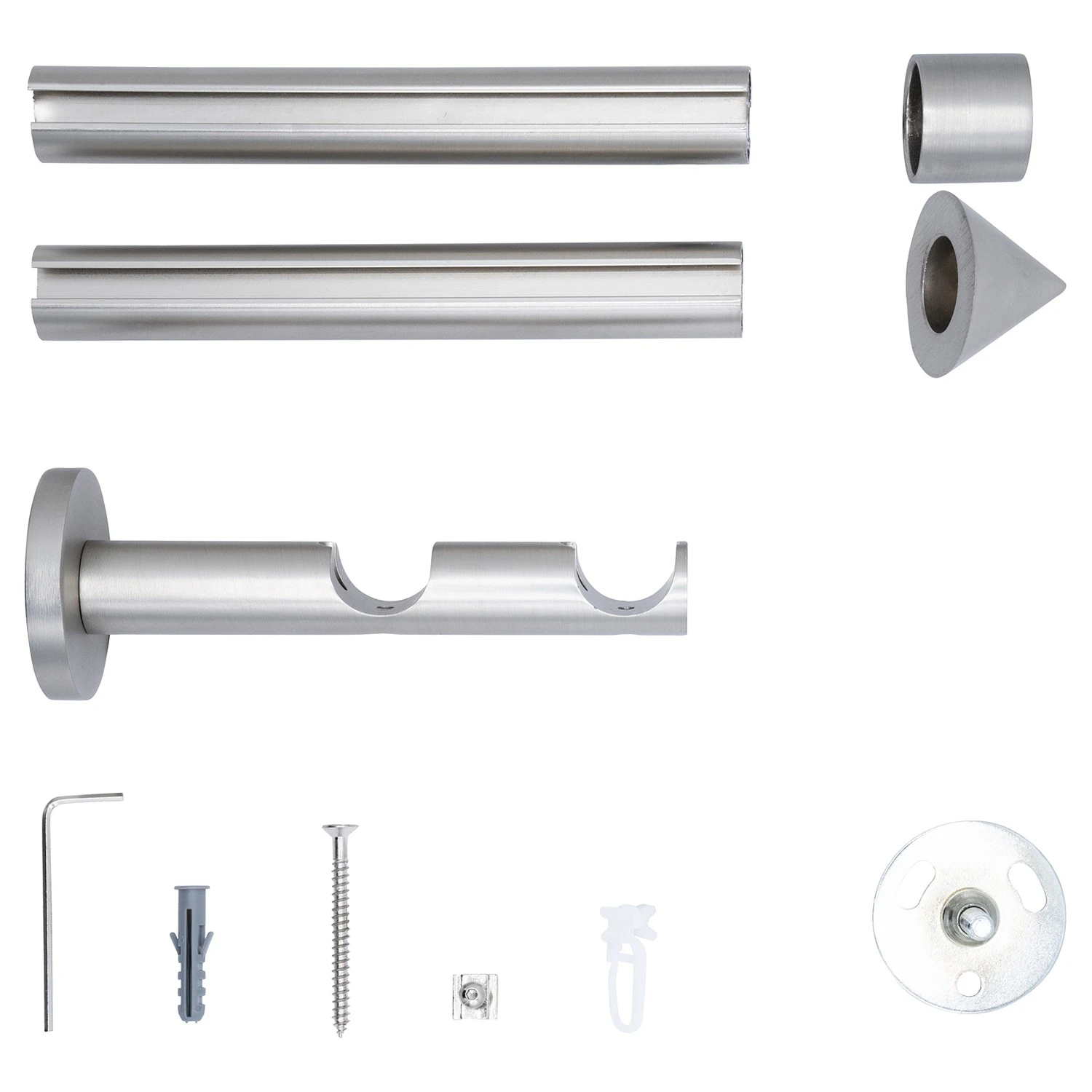 Mydeco Gardinenstange auf Maß Cone IV (2-Lauf) - Aluminium - Edelstahl-Optik - Breite: 260 cm – Bild 3