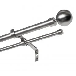 Mydeco Gardinenstange Habito/Ball II ausziehbar - Zamak - Edelstahl-Optik