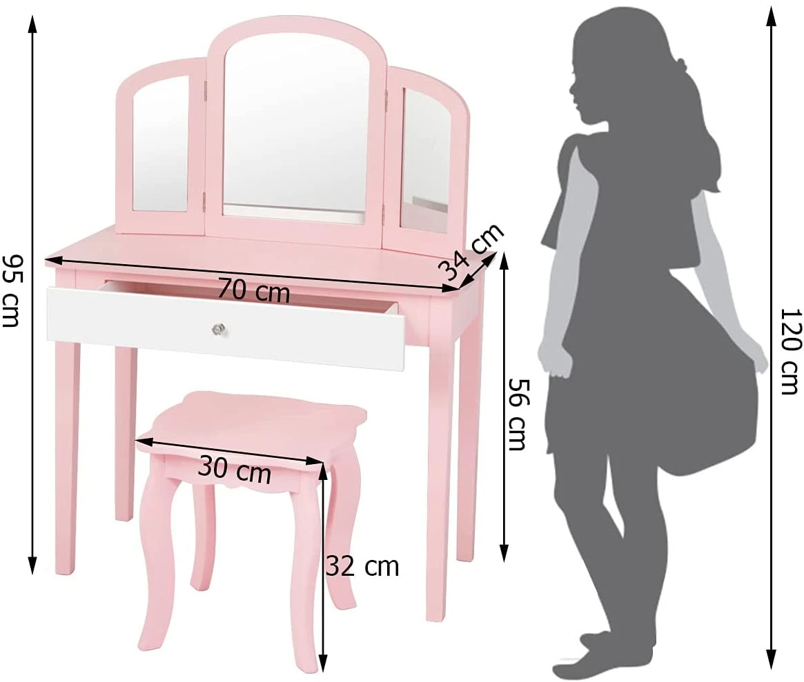Costway Kinder 2 in 1 Schminktisch Set – Bild 6
