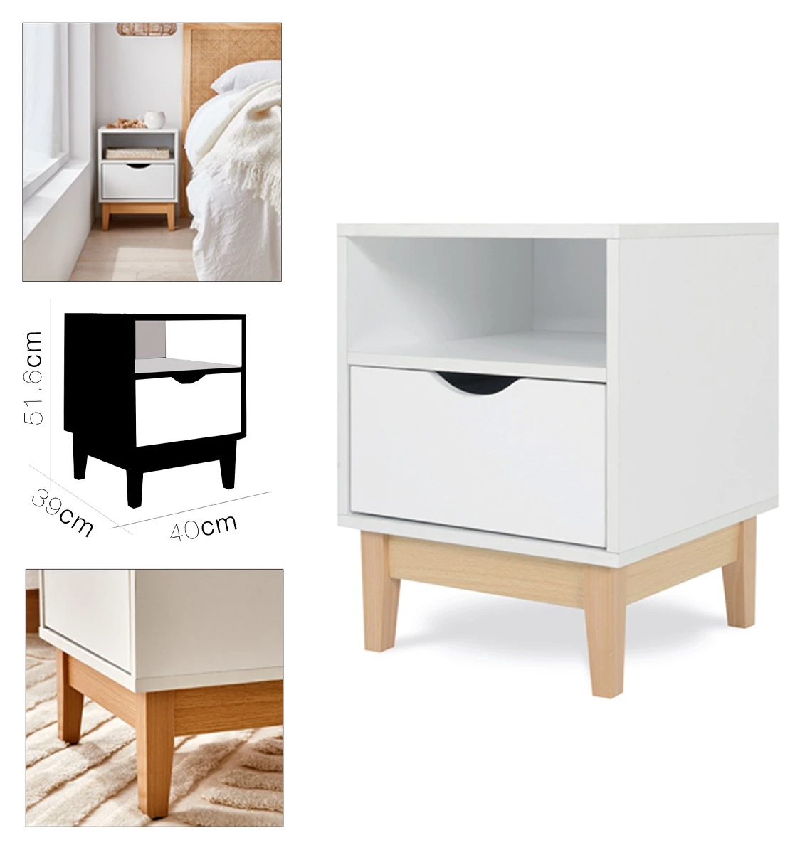 Urban living Clary Nachttisch 40 X 39.5 X H 51.60 Cm – Bild 2