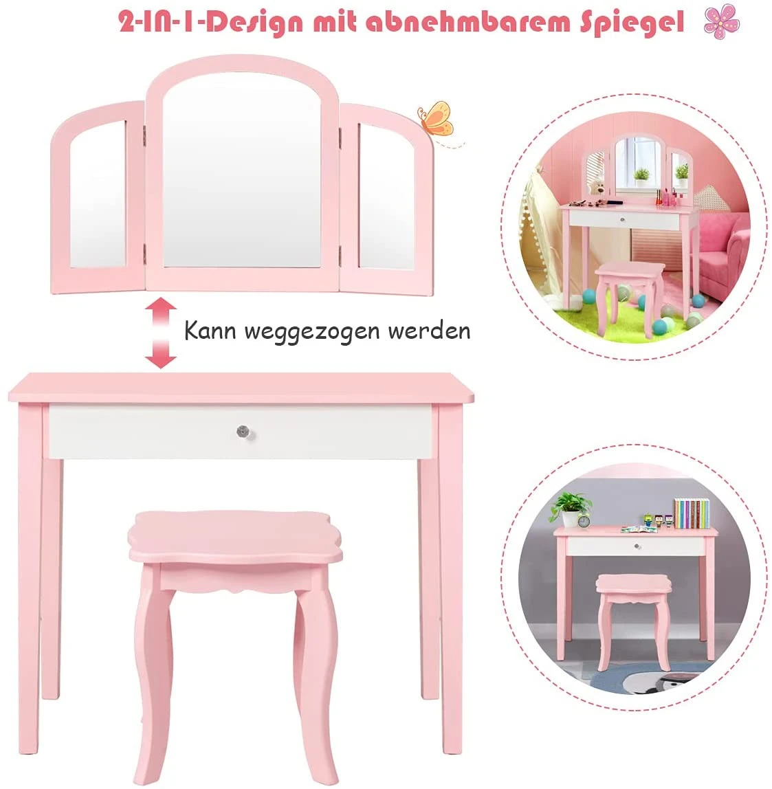 Costway Kinder 2 in 1 Schminktisch Set – Bild 3