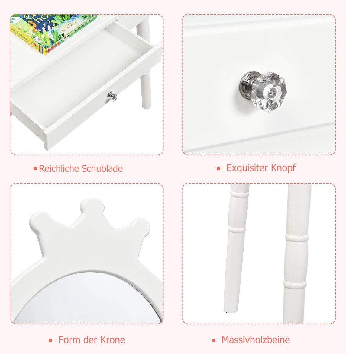 Costway Kinder Schminktisch mit Hocker – Bild 4