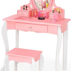 Costway Kinder Schminktisch mit Hocker