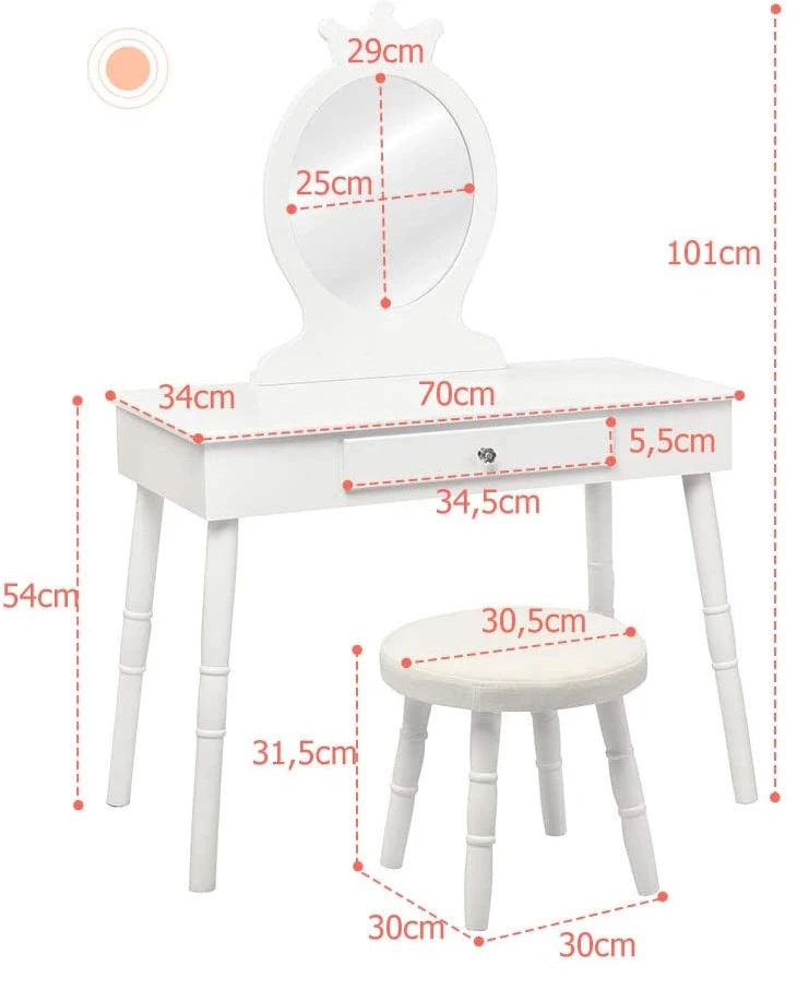 Costway Kinder Schminktisch mit Hocker – Bild 6