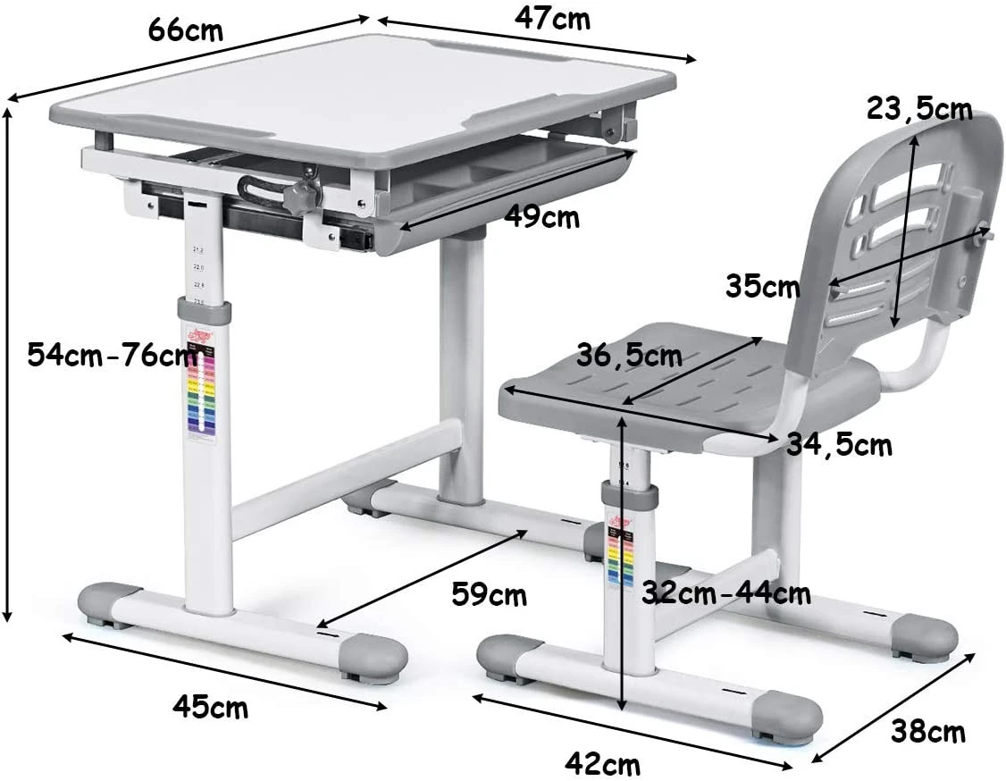 Costway Kinderschreibtisch höhenverstellbar – Bild 6