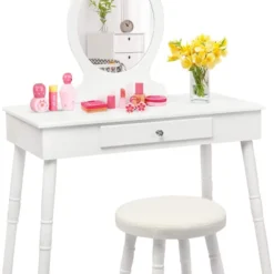 Costway Kinder Schminktisch mit Hocker