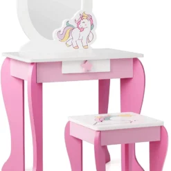 Costway Kinder Schminktisch mit Hocker