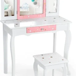 Costway Kinder Schminktisch mit Hocker