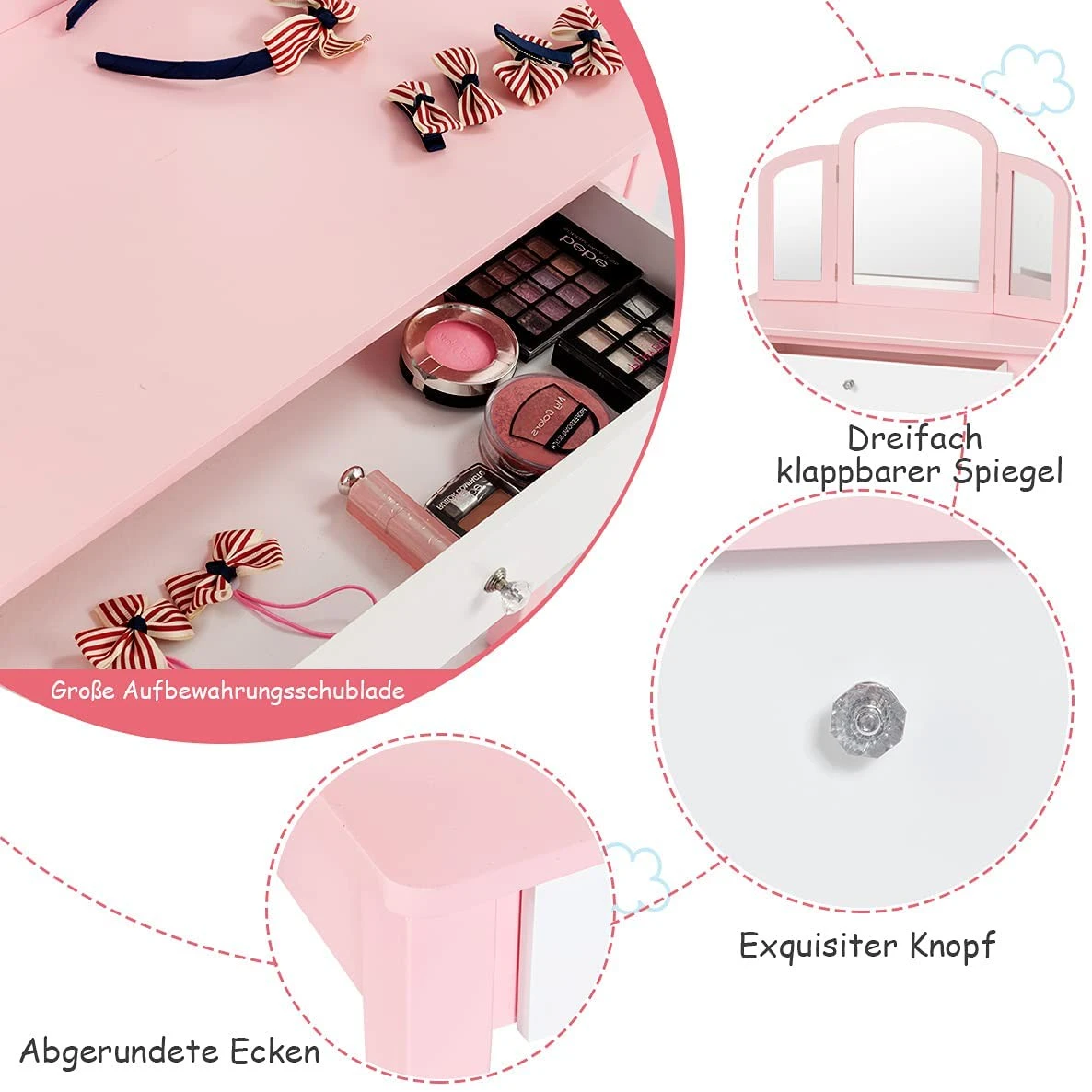 Costway Kinder 2 in 1 Schminktisch Set – Bild 5