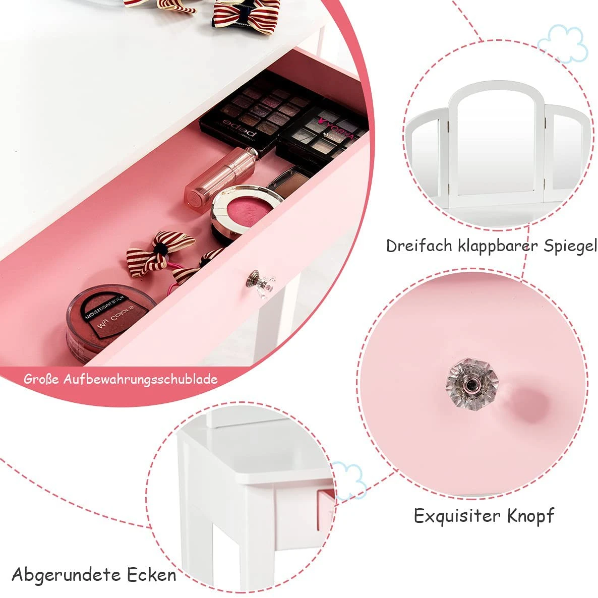 Costway Kinder 2 in 1 Schminktisch Set – Bild 3
