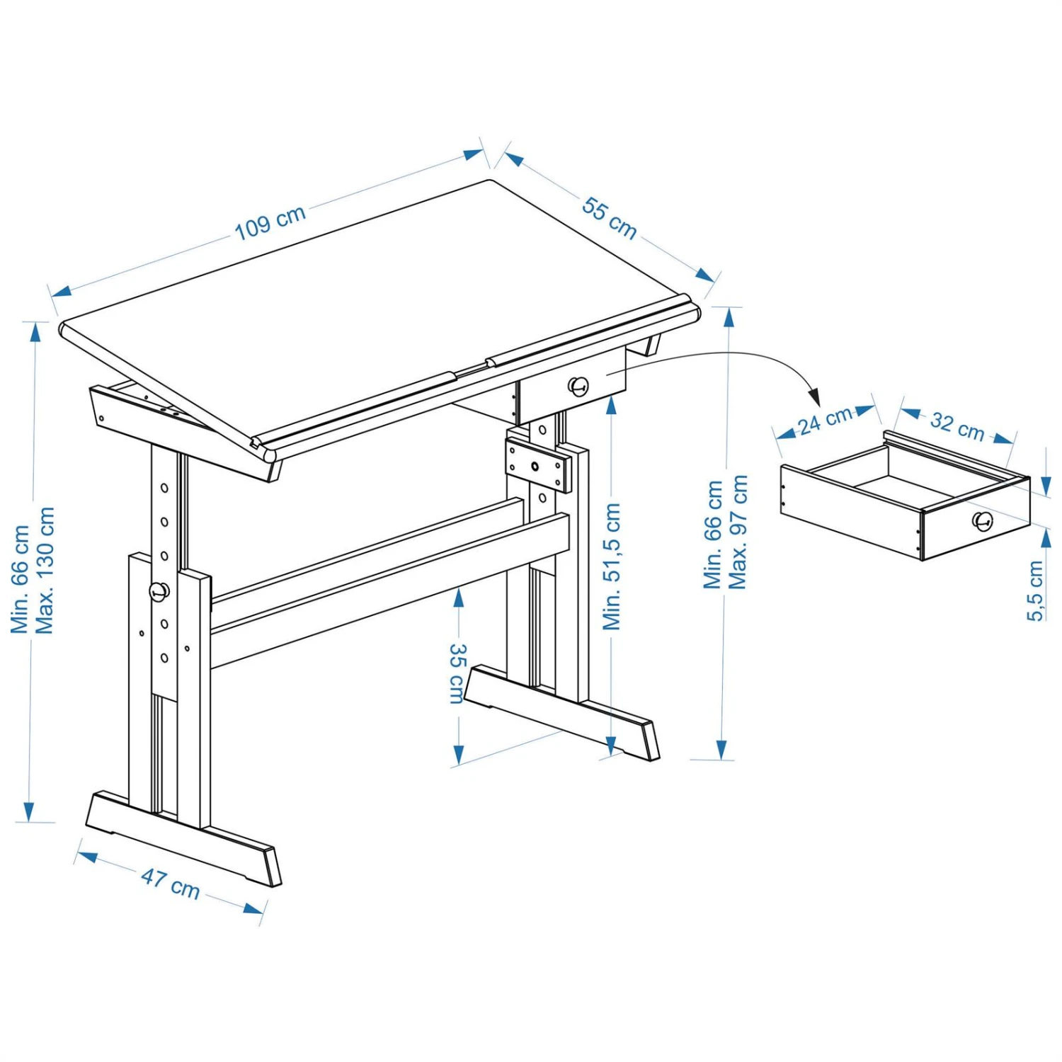 IDIMEX Kinderschreibtisch FLEXI - Weiß – Bild 5