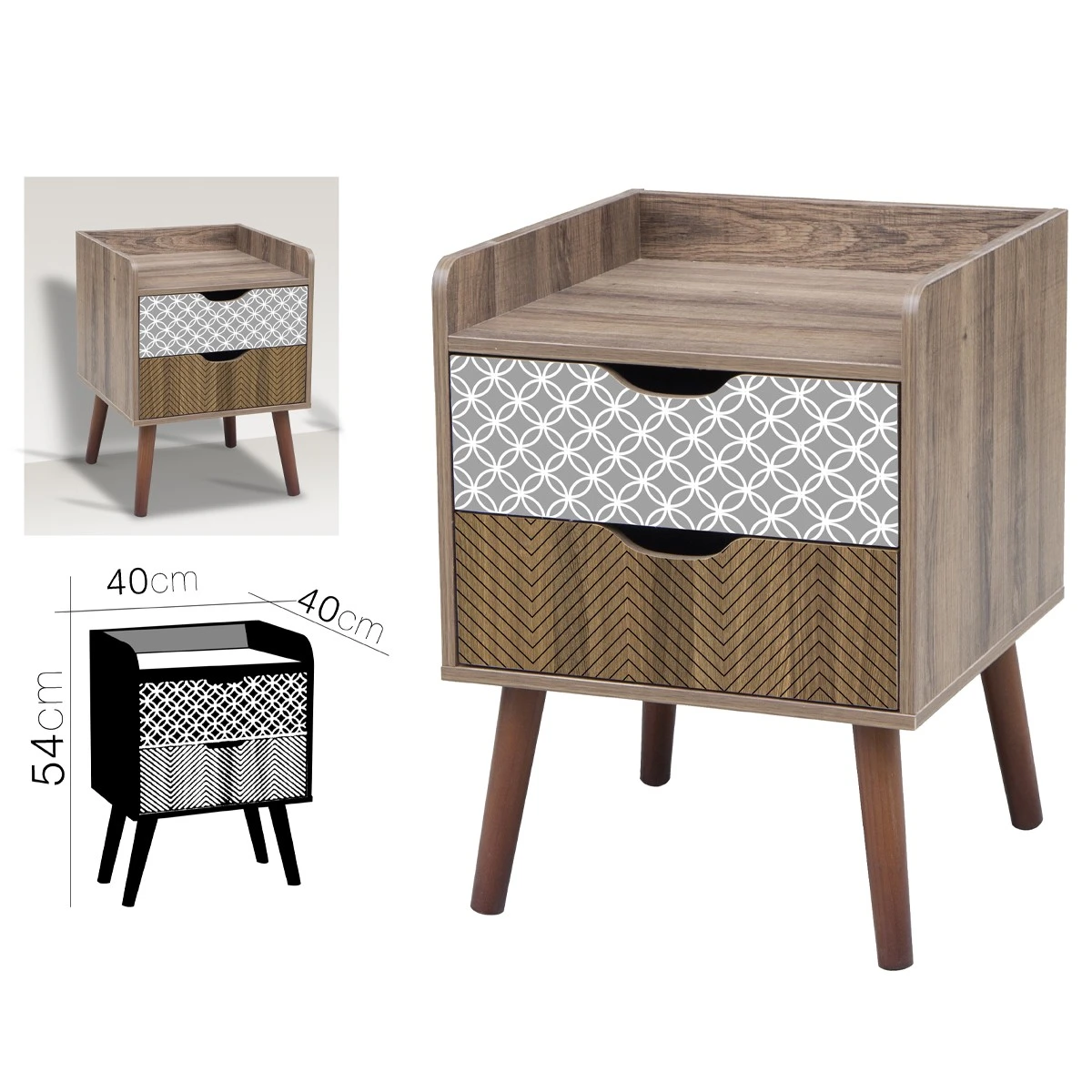 Urban living Kerkio Nachttisch Mit Schubladen – Bild 2