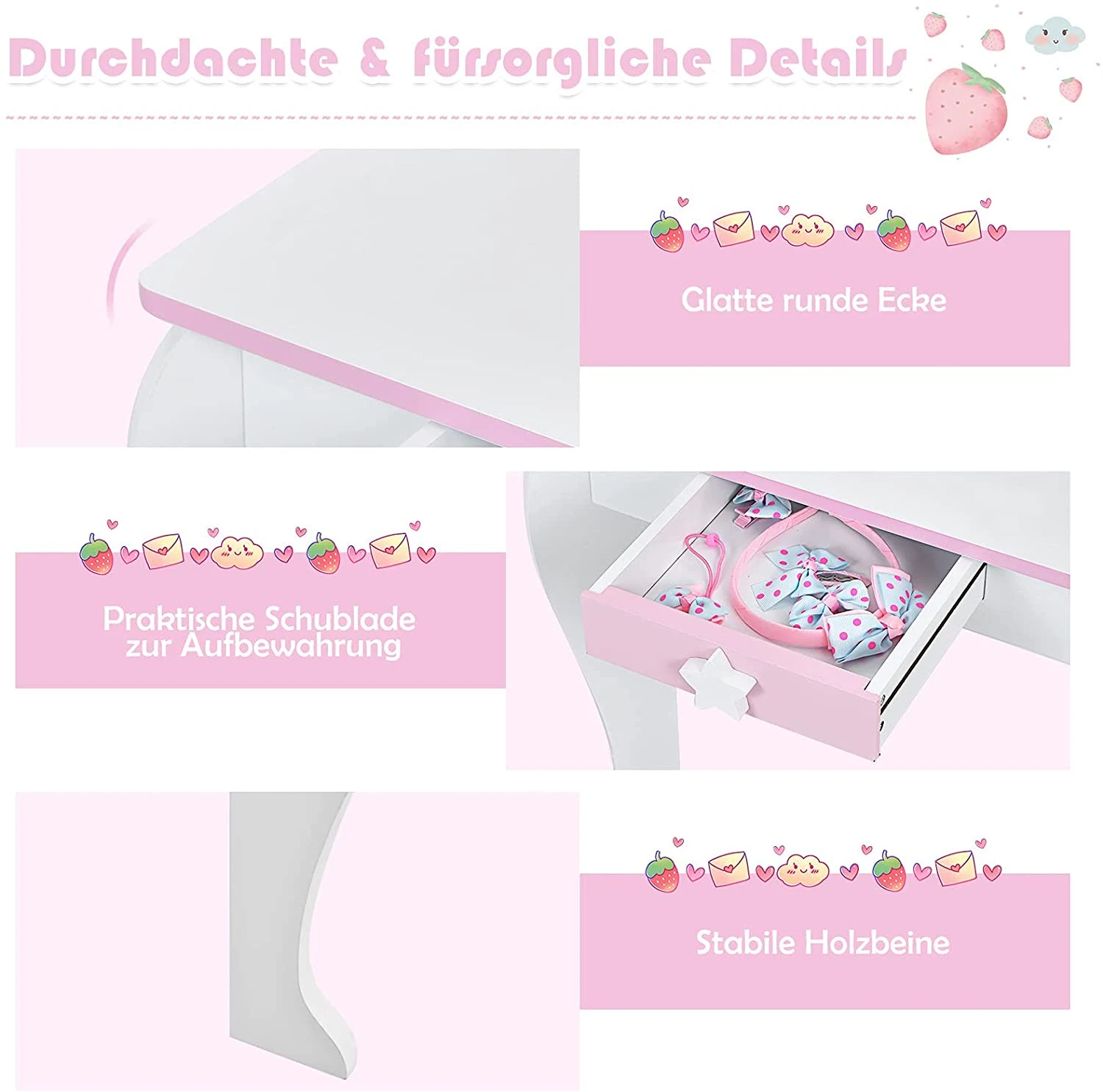 Costway Kinder Schminktisch mit Hocker – Bild 3