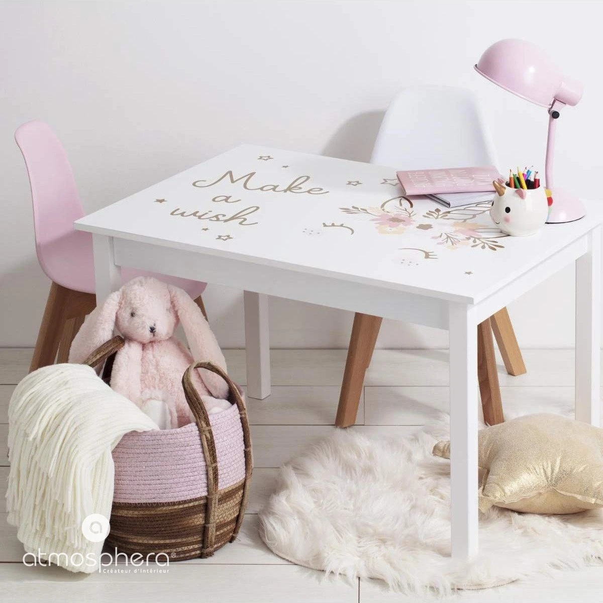 Atmosphera Créateur d'intérieur Kindertisch mit Einhornmotiv, MDF – Bild 2