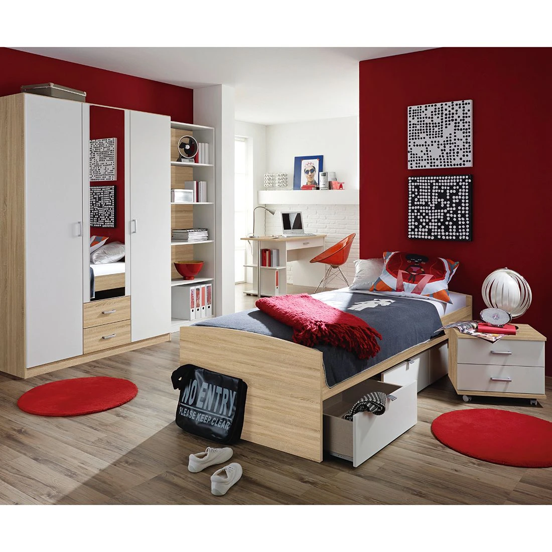 Rauch Blue Schreibtisch Point - Eiche Sonoma Dekor/Alpinweiß – Bild 2